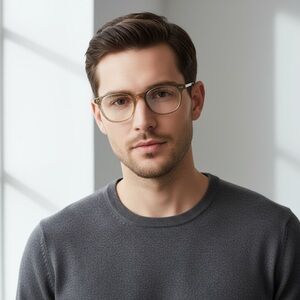 New Linda Farrow D Frame Optical Glasses In White Gold & Clear Truffle LFL724C6